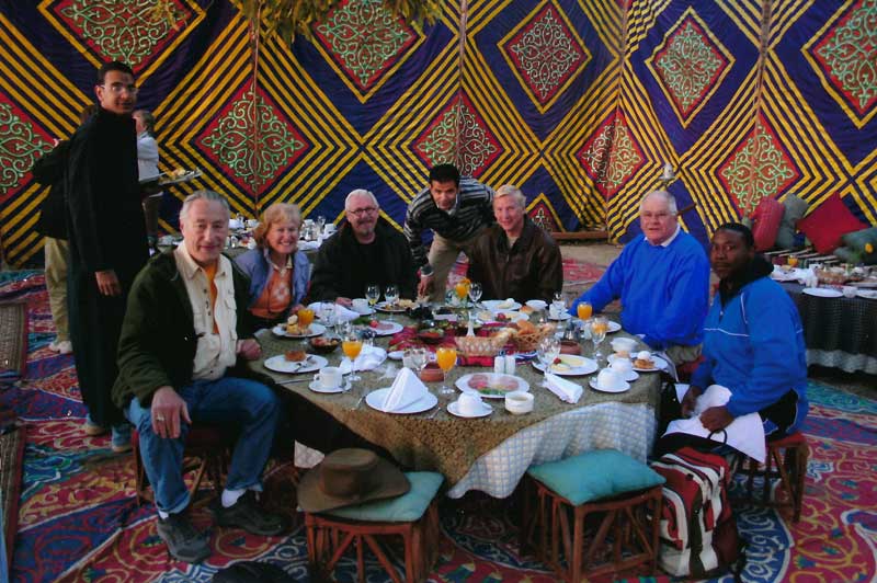 Tented Breakfast on the Nile River Bank (Our guide, Medhat, is in the middle)