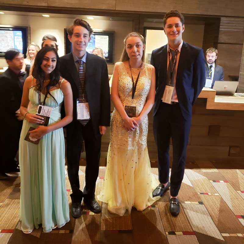 Gabi (right) and Breanna (left) with their Gorman High School escorts at the Joy Prom