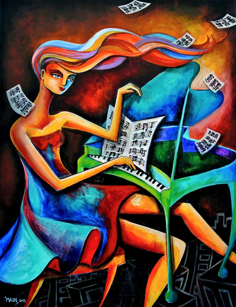 “Girl on Piano” by Jennifer Main