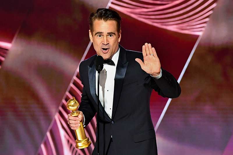 Best Actor, Musical or Comedy, Colin Farrell, The Banshees of Inisherin onstage at the 80th Annual Golden Globe Awards® - Photo by Earl Gibson for the HFPA