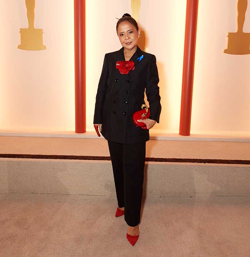 Above: Dolly De Leon arrives on the red carpet of The 95th Oscars® at the Dolby® Theatre at Ovation Hollywood on Sunday, March 12, 2023. Photo by Blaine Ohigashi.