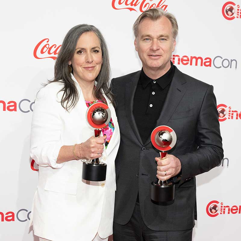 Emma Thomas and Christopher Nolan received the NATO Spirit of the Industry Award at the CinemaCon 2023 Big Screen Achievement Awards. Photo by Earl Gibson III.