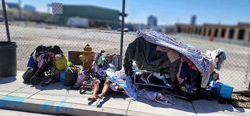 This is one of the many homeless camps in Las Vegas where Hero School teams reach out.