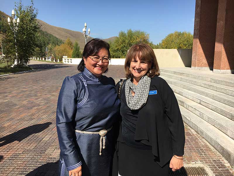 Photo of Dean Nancy Uscher with Khajidsuren Bolormaa the First Lady of Mongolia