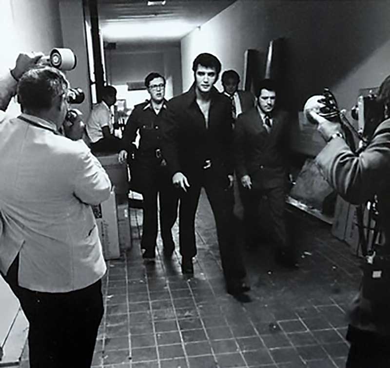 A vintage photograph of Elvis Presley heading to perform at the International Theater. Photo courtesy of Westgate Las Vegas Resort & Casino