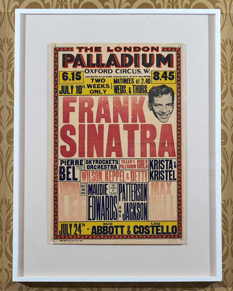 Frank Sinatra poster performing live at The London Palladium (1950). Photo by Cashman Photo