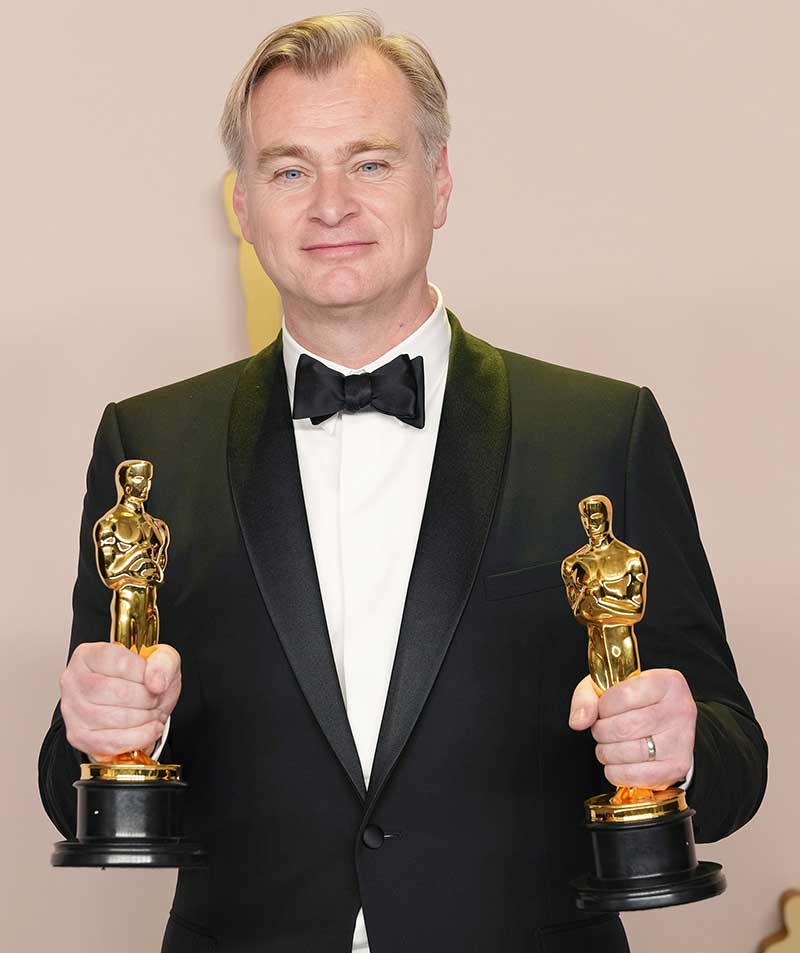 Christopher Nolan, winner of the Best Directing award and the Best Picture award for “Oppenheimer.” Photo by Sthanlee B. Mirador/Sipa USA.