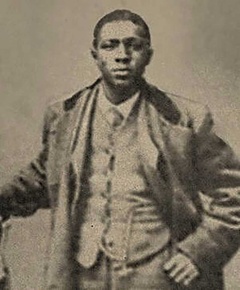 Oliver Lewis - born enslaved in 1856, Lewis won the inaugural Kentucky Derby in 1875, and placed in the top two in eight of his nine starts riding four Thoroughbreds from McGrathiana Stable. He set the record for the 1.5-mile race in 2 minutes and 37.75 seconds. Photo courtesy of Historical photography provided by the Keeneland Library Collection and Keeneland Library Hemment Collection