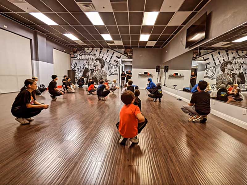 Young breakers in the studio at Alchemy Breaking Academy (ABA)