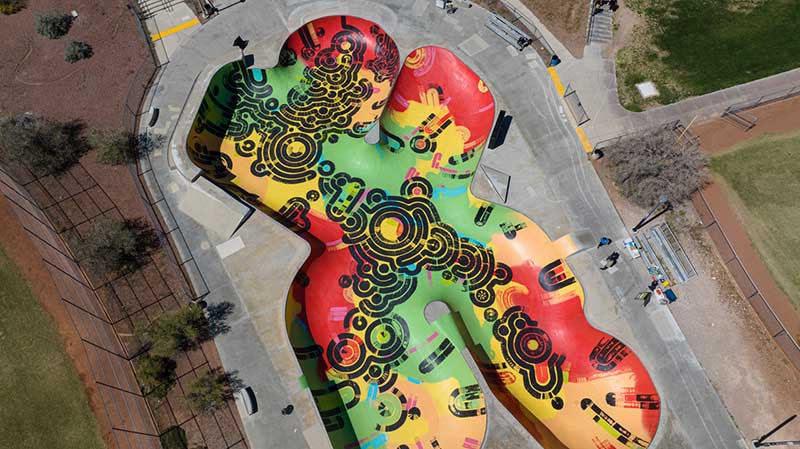 Overhead view of Doc Romeo Skate Park