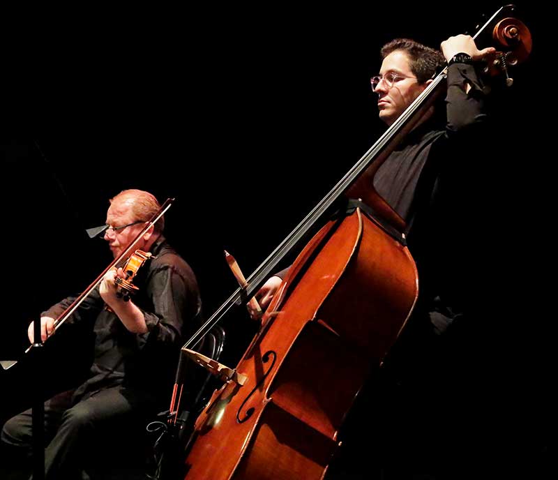 Sinfonietta members Dmitri Kourka on the viola and Tyler Gordon on the bass