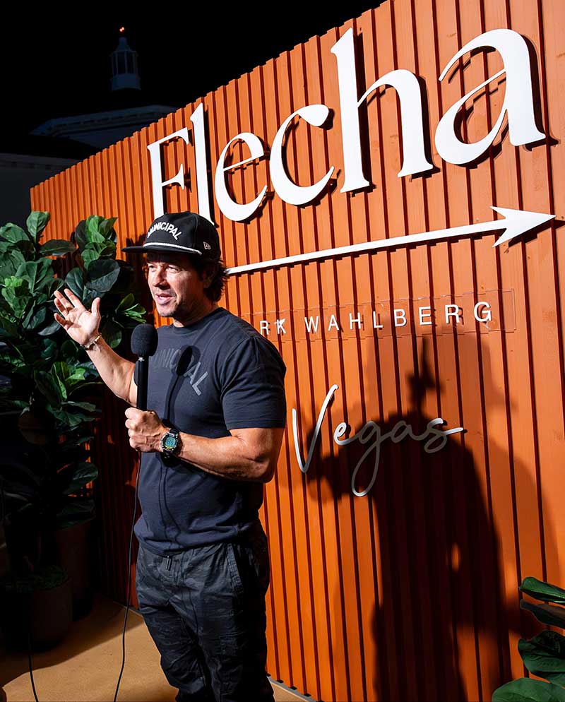 Mark Wahlberg speaks at the Flecha Cantina by Mark Wahlberg grand opening