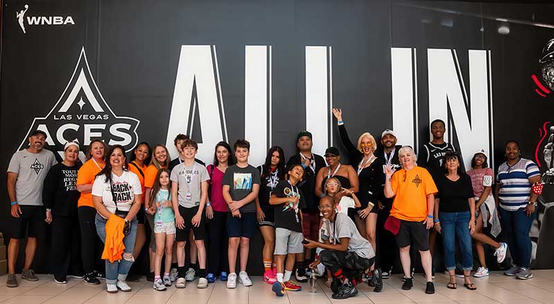 Vegas For Athletes volunteers and families gathered for a Las Vegas Aces home game in honor of Jordan Brister, a student-athlete from Amplus Academy who tragically lost his life to sudden cardiac arrest