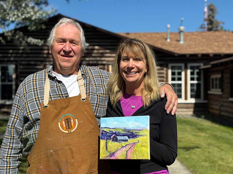 Master artist Michael Ome Untiedt with Elaine Harris