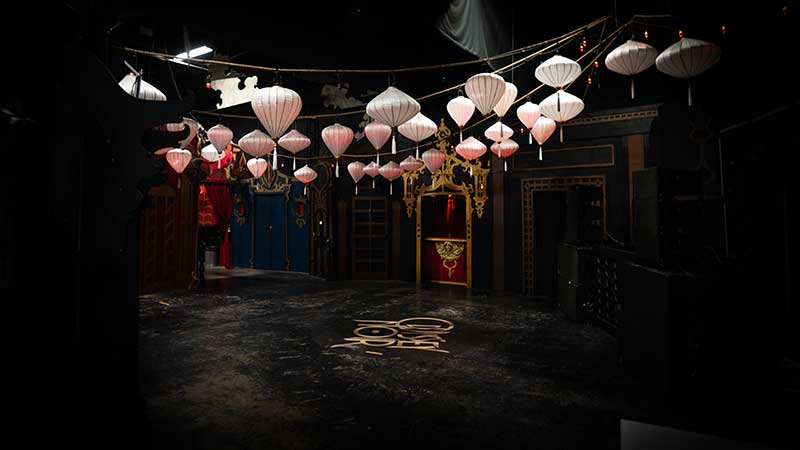 The dancefloor at Oddyssey Noir with a canopy of paper lanterns (Sean Jones)