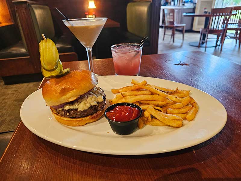 Black & Bleu Burger, Cold Brew Bourbon Mocha and the Sunset Sour at Houlihan's