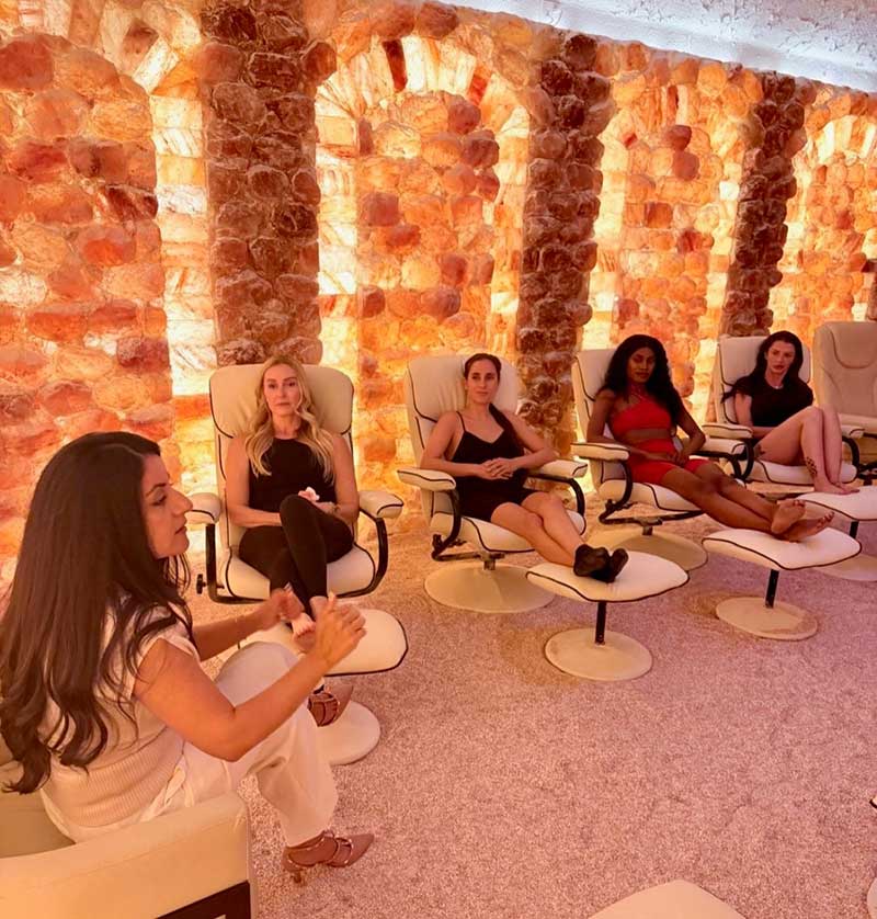 An evening of deep connection and empowerment at the exclusive Conscious Women's Circle hosted by Ava, held in the serene and intimate setting of the Salt Cave.