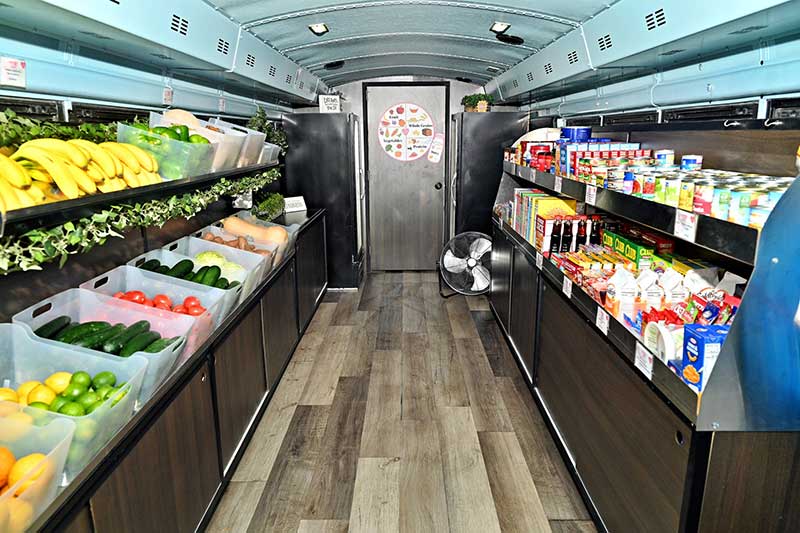 The Just One Project's Groceries on the Go Bus interior