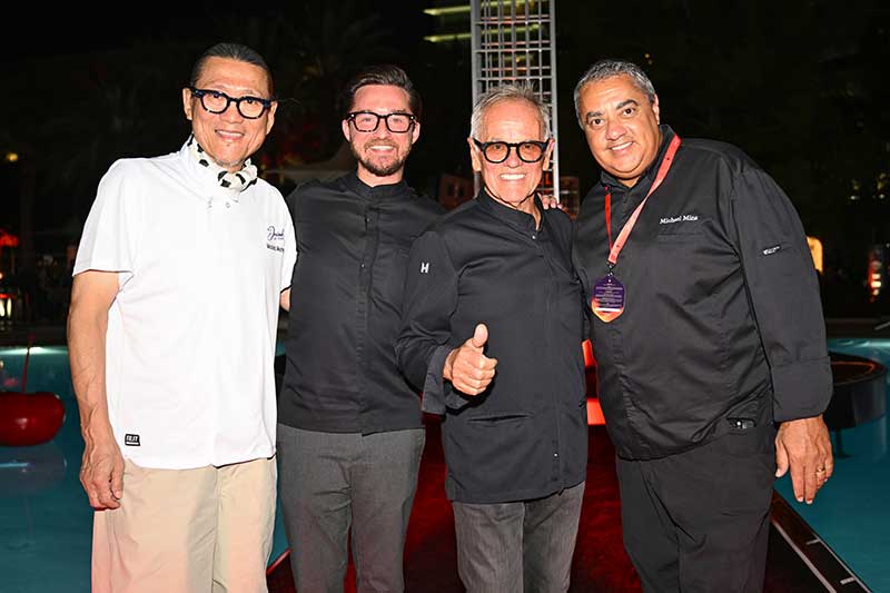 Masaharu Morimoto, Byron Puck, Wolfgang Puck and Michael Mina at Drink Las Vegas (Photo by Denise Truscello/Getty Images)